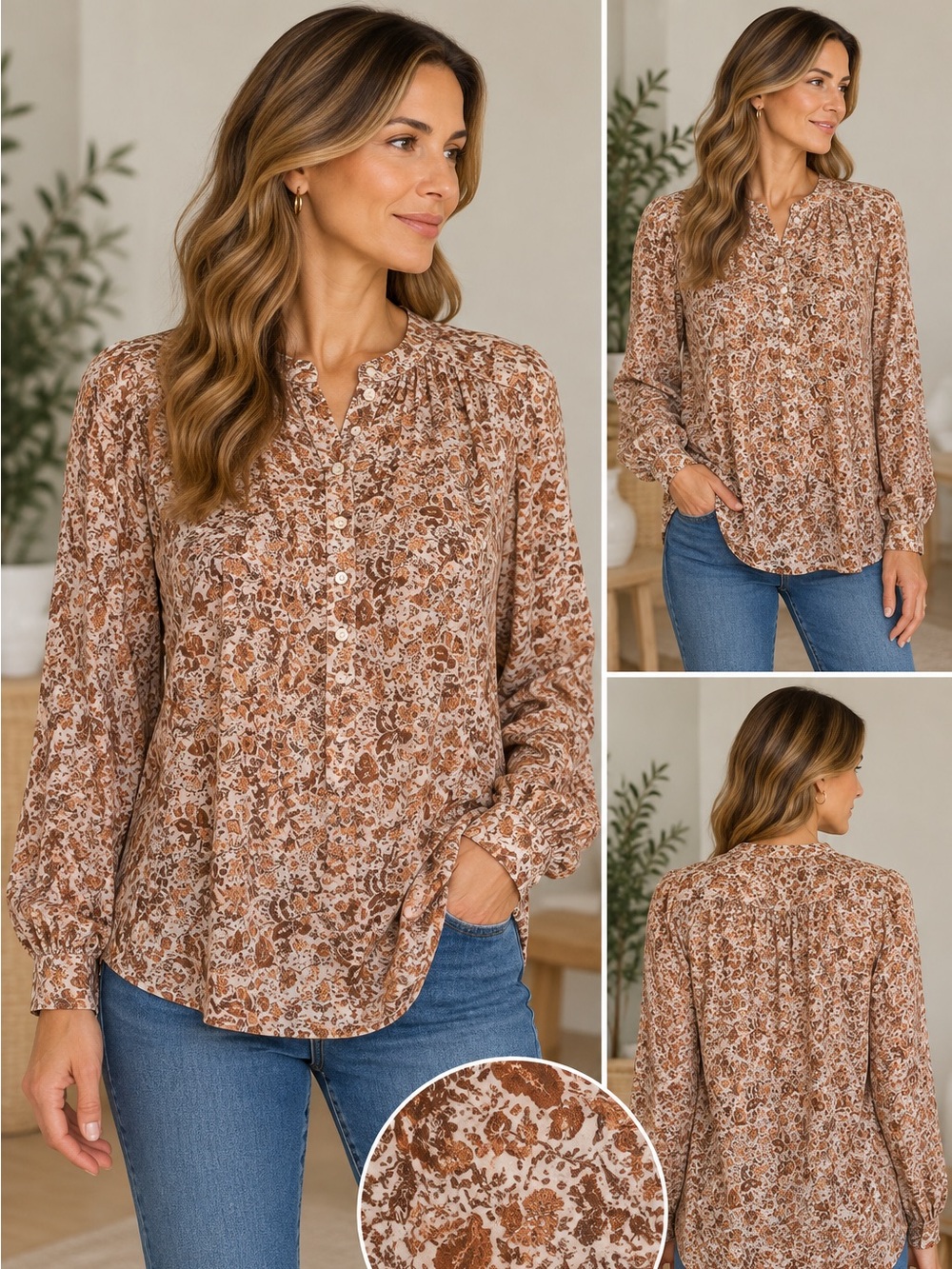 Universal Thread Rust Floral Lightweight Shirt Jacket